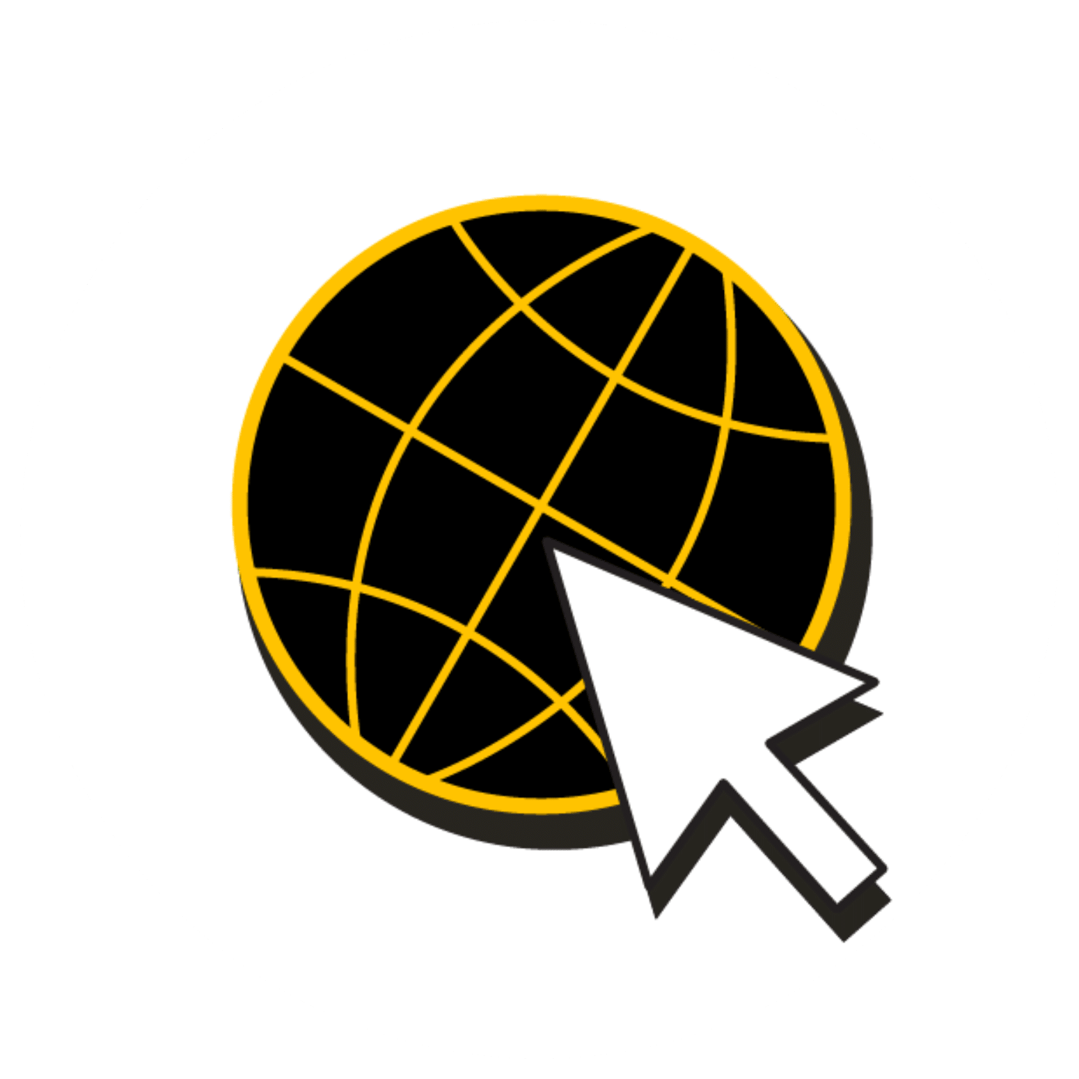 WSU Tech Shock Starter Community Involvement Icon, yellow and black globe icon with white arrow pointing to center