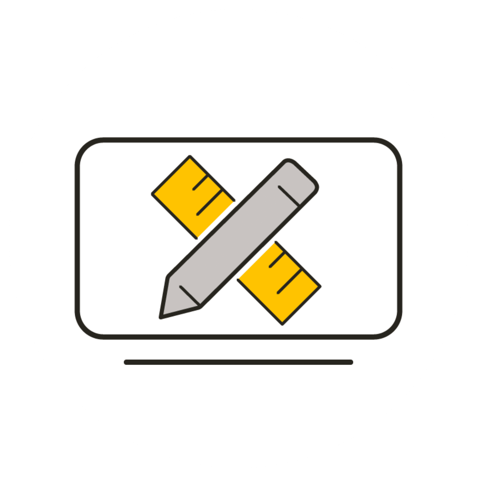 WSU Tech Shock Starter Design Icon, two pencils, grey and yellow, crossed at center