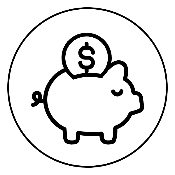 Banking Piggy bank with coin icon representing saving money or banking services.