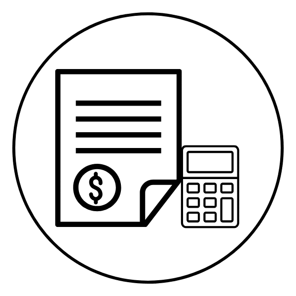 Budgeting Financial document and calculator icon representing budgeting or expense planning.